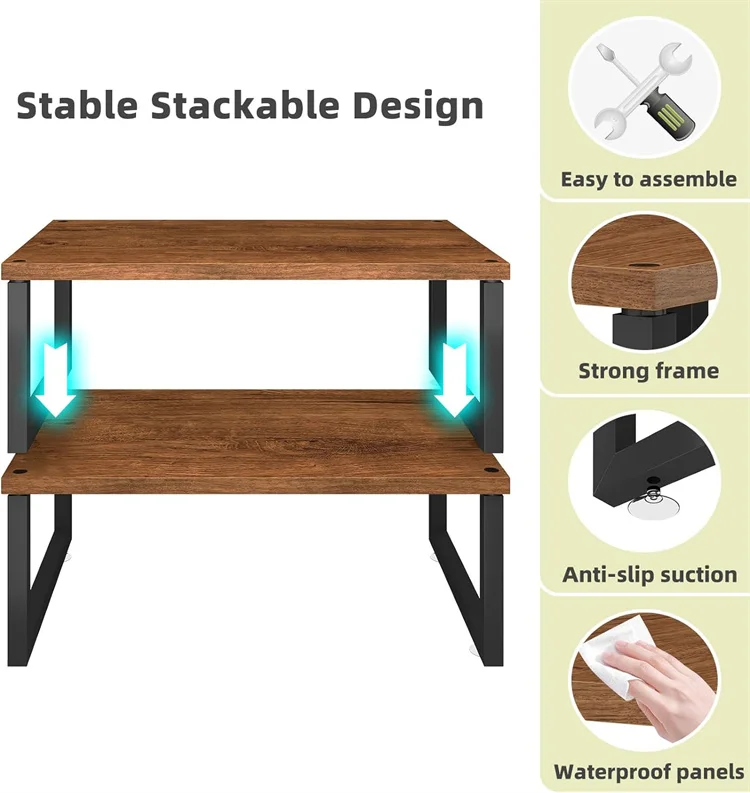 Monitor Stand Riser, Wood Desk Storage Organizer for Office Laptop, Computer