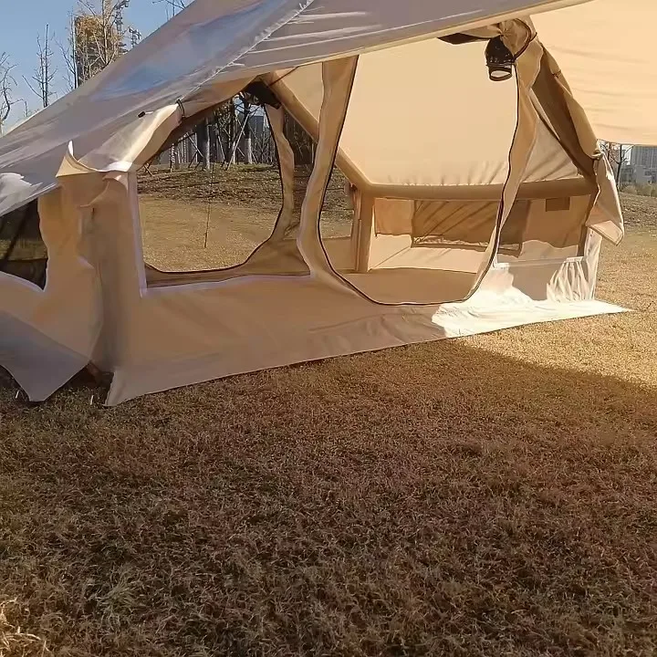 Portable One-Bedroom Family Camping Tent Waterproof Outdoor Large Canvas Oxford Fabric Automatic Features Gas Column Inflatable