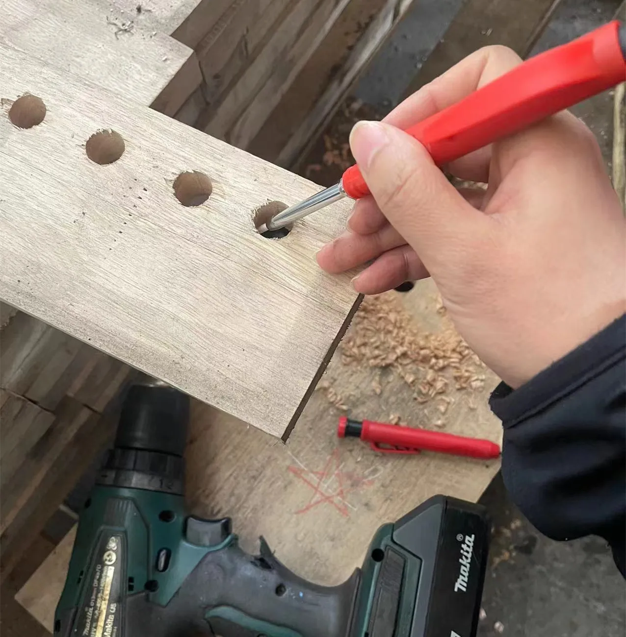 2.8mm Red Black Yellow Woodworking Mechanical Pencil Deep Hole Construction Carpenter Pencil Set