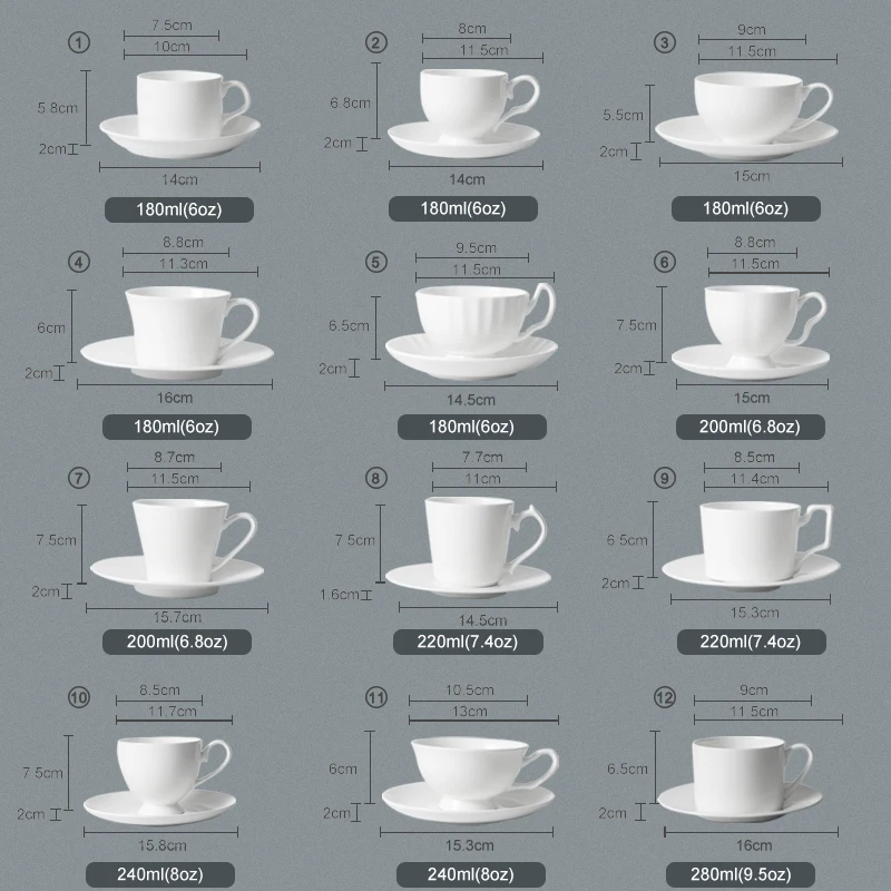 Wholesale Price Customizable Coffee Cup Bone China Espresso Porcelain Cup and Saucer Set Retro Luxury Elegant Tea Cup