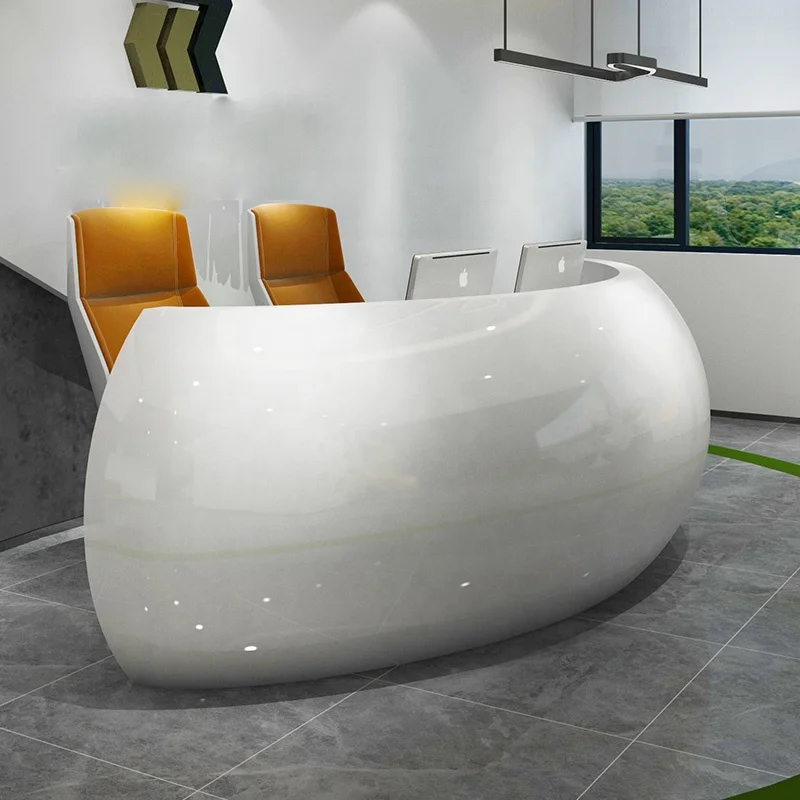 best selling curved luxury design Office Furniture Counter Front table Modern Cashier leisure club Reception Desk beauty salon