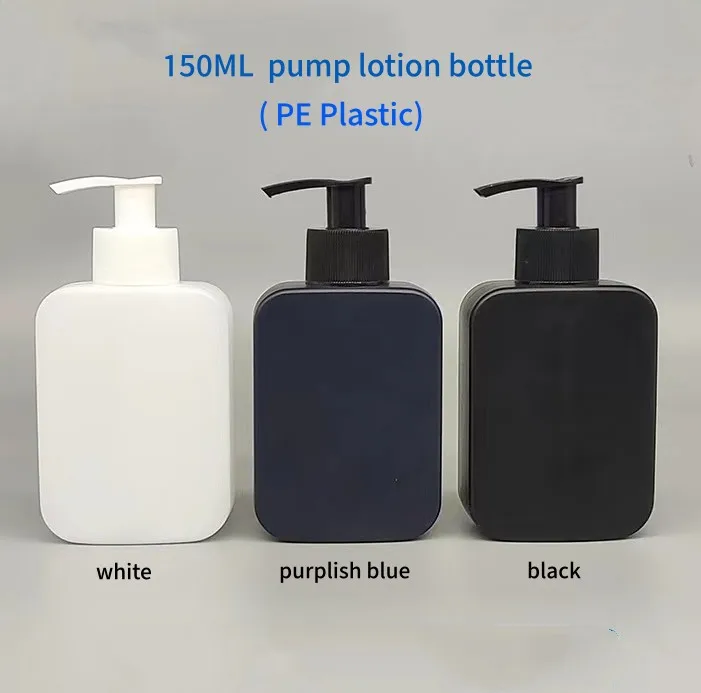 Wholesale Custom Cosmetic Body Wash Soap Plastic Bottle body Rectangle Hdpe pump Shampoo Lotion Bottle 150ml