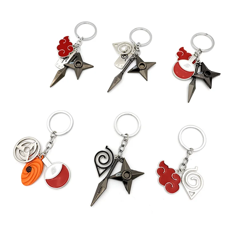 Сумка для ключей от машины, рюкзак, аниме безделушки, брелок, аксессуары для ключей, женские Украшения, мужской подарок, Kunai Shuriken Konoha Ninja брелок