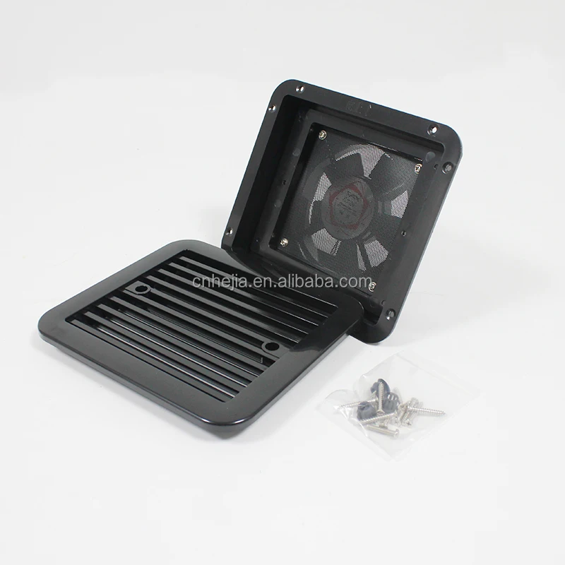 HEYRV Black Strong Wind Louver Dust and Insert proof Side Exhaust Air Vent Radiator for Caravan RV Motorhome 12V Ventilation Fan