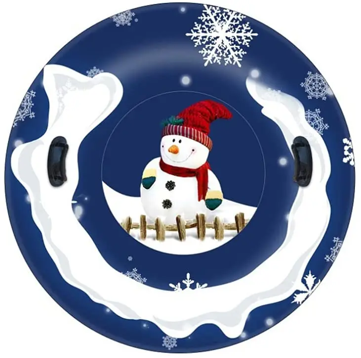 43 Inch Heavy Duty PVC Inflatable Thickened Snow Tubes for Adults Kids with Higher Handles for Outdoor Holidays Winter