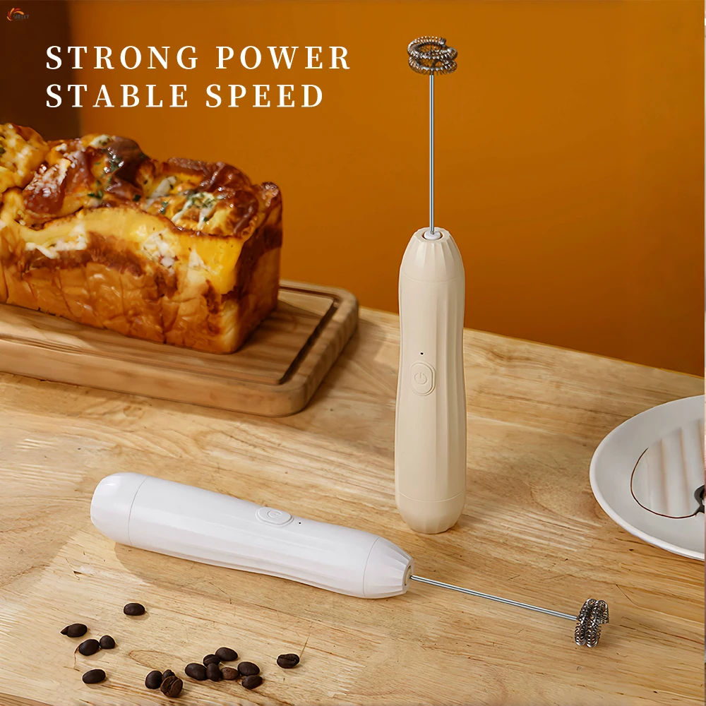 XL Rechargeable Handheld Electric Milk Frother Stainless Steel Egg Whisk Coffee Foam Mixer Blender for Lattes and Cappuccinos