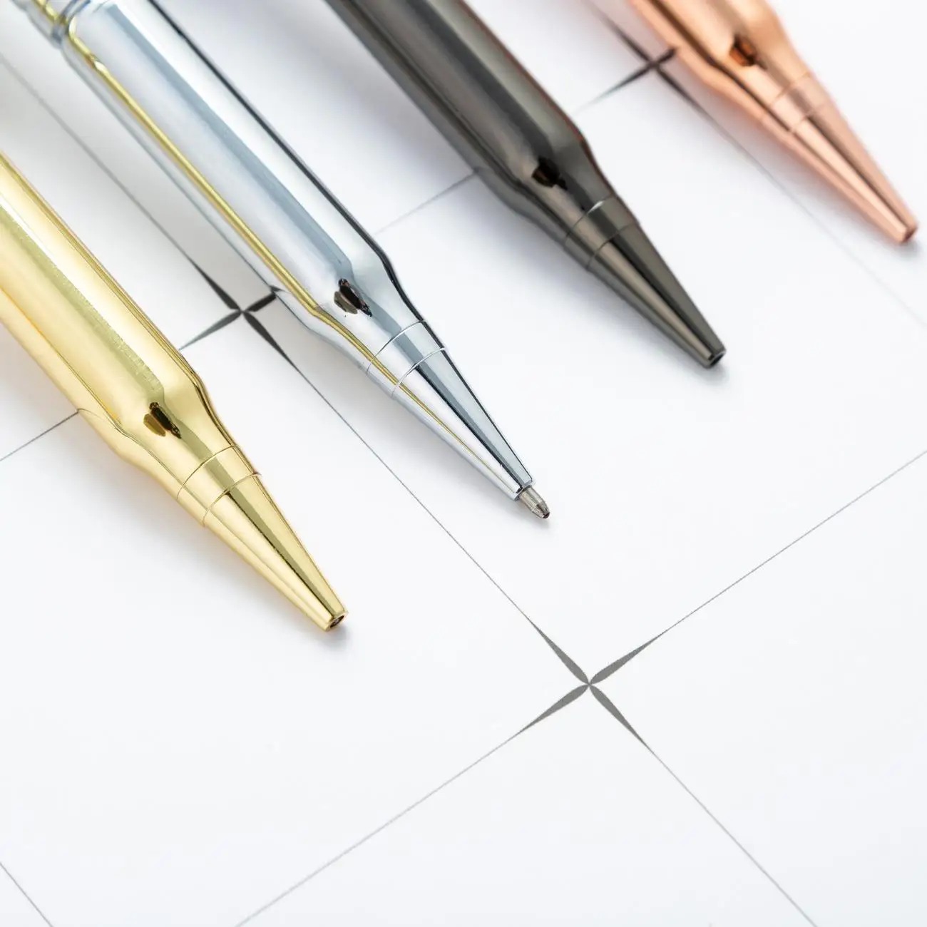 Wholesale Metal Bolt Action Bullet Shaped Ballpoint Pen With Logo Rose Gold Silver Gold Grey Black Color
