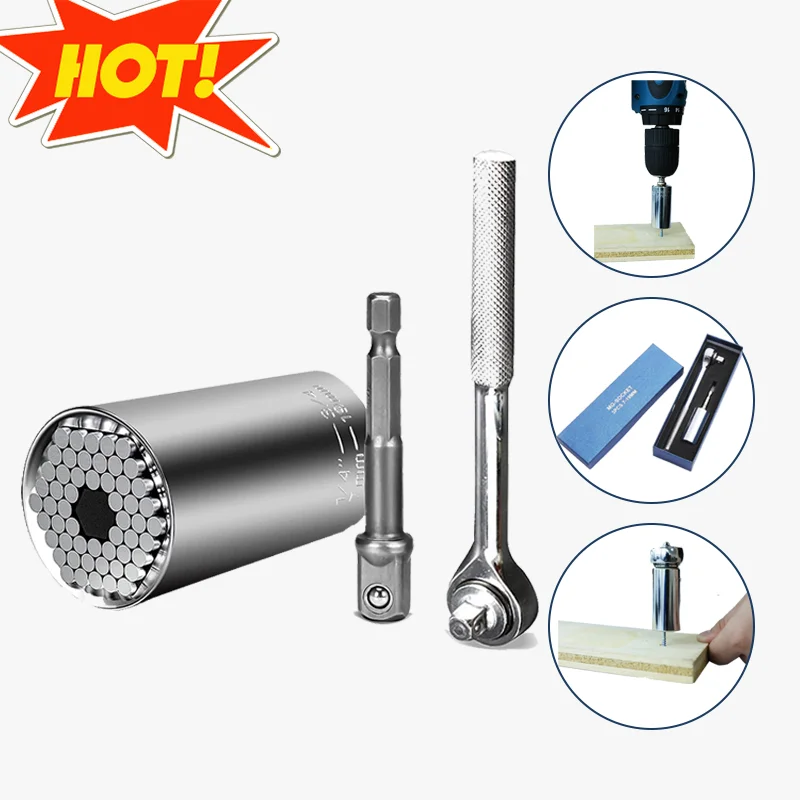 Amazon Best Selling 3 PCS Electric Power Mechanic Tool Combination Ratchet Impact Deep Universal Socket Wrench Set