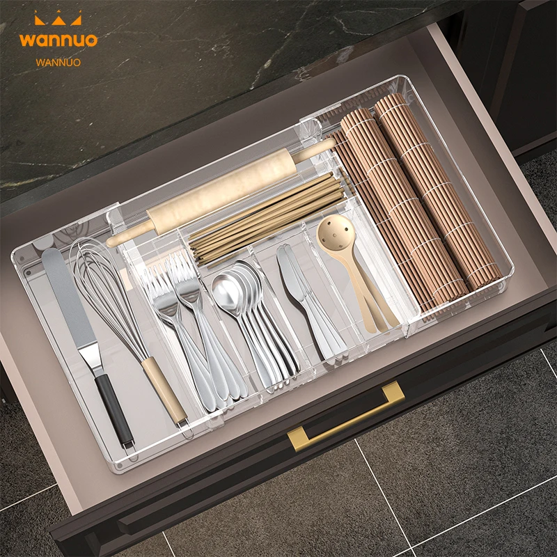 Wannuo растягивающийся кухонный лоток для сортировки домашних животных органайзеры настольных и выдвижных ящиков подносы хранения кухонной посуды