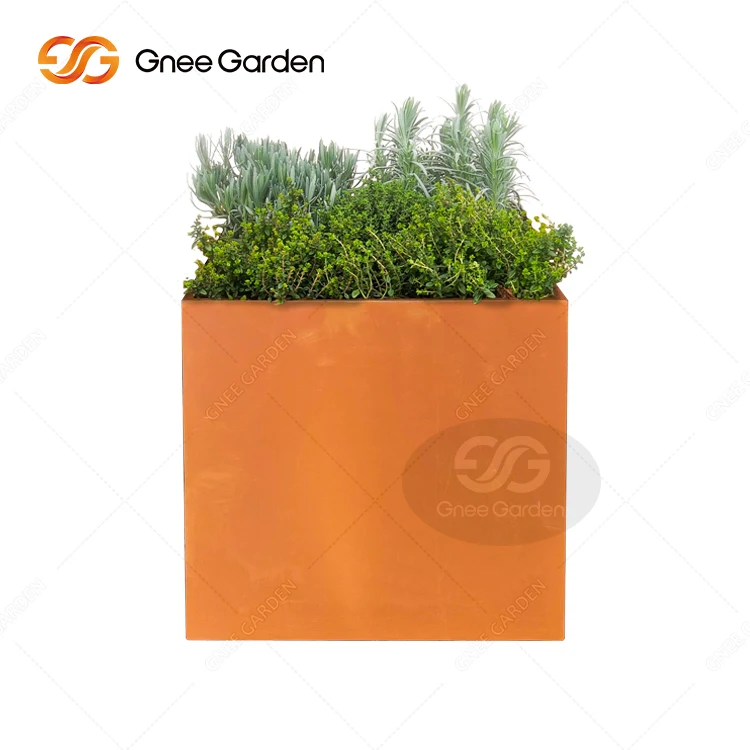 Corten steel outdoor garden planter corten steel flower pots planters bespoke large square corten steel planter