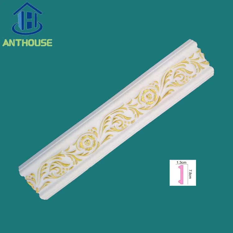 Decor Pu Flat cornice plain craved moulding Curtain cornice Moulding Home Design Flat PU Foam Panel Moulding For Wall