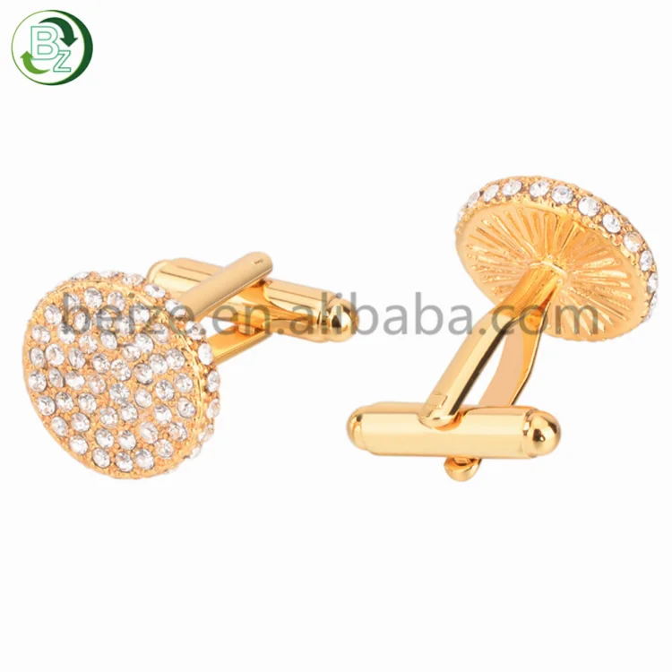 Wholesale Gold Shiny Zircon Diamonds Mens French Brass Cufflinks For Suit