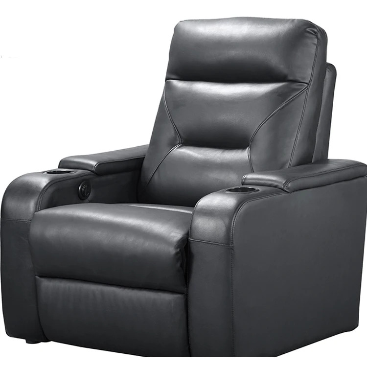 Custom deluxe reclining sofa home theater studio villa sofa leather high backrest electric cinema sofa