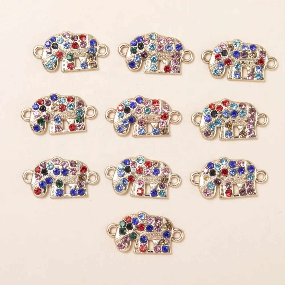 Fashion Colorful Crystal Elephant CZ Micro Pave Connector Charms DIY for jewelry making Pendants Necklaces Jewelry Accessories
