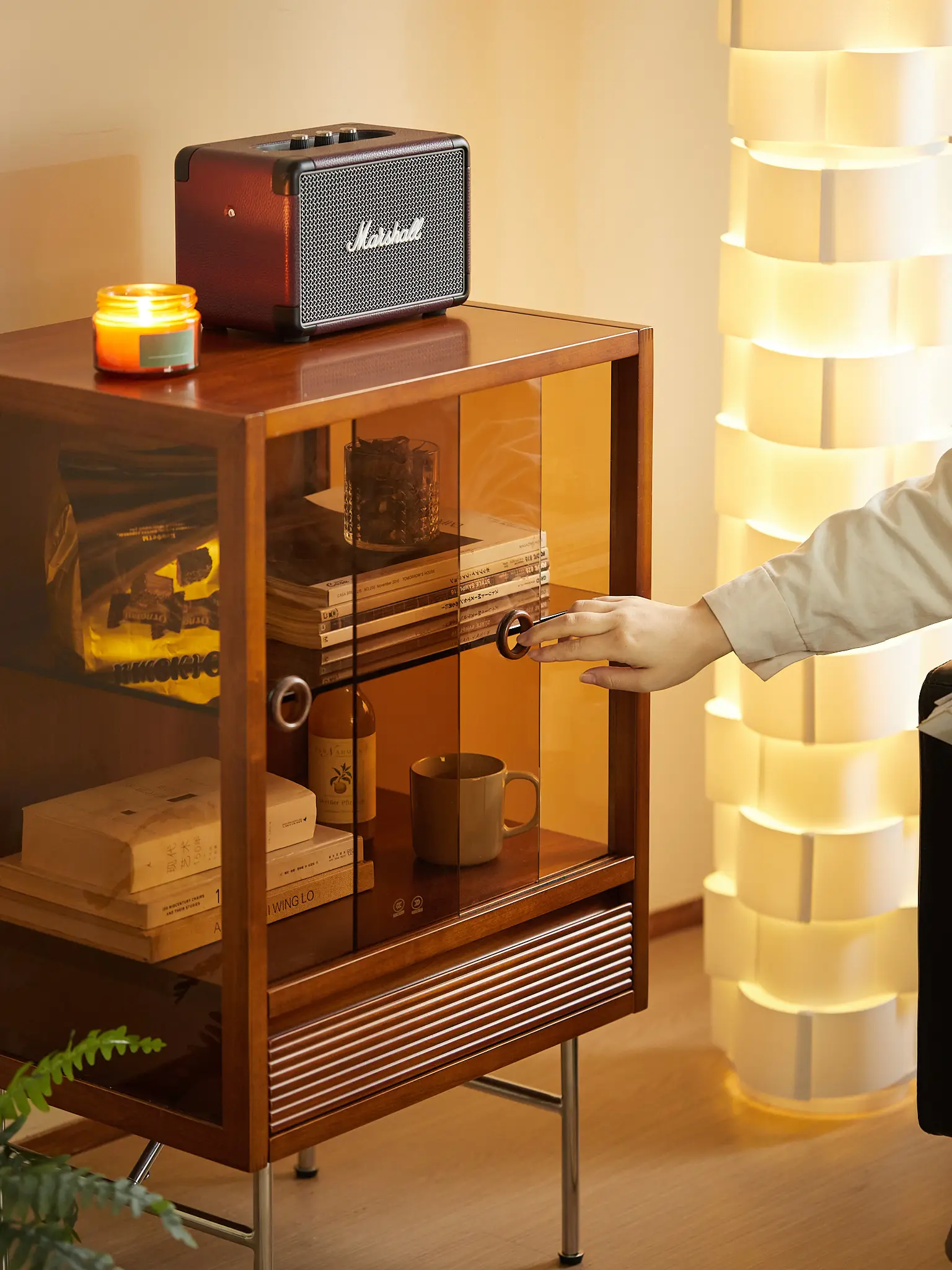 MUU modern solid wood living room cabinet glass multifunctional showcase toy figure display cases