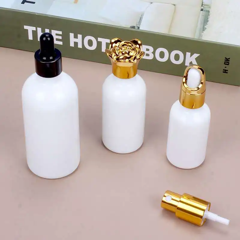 Wholesale luxury Frosted black glass dropper bottle essential oil container 30ml 50ml 100ml