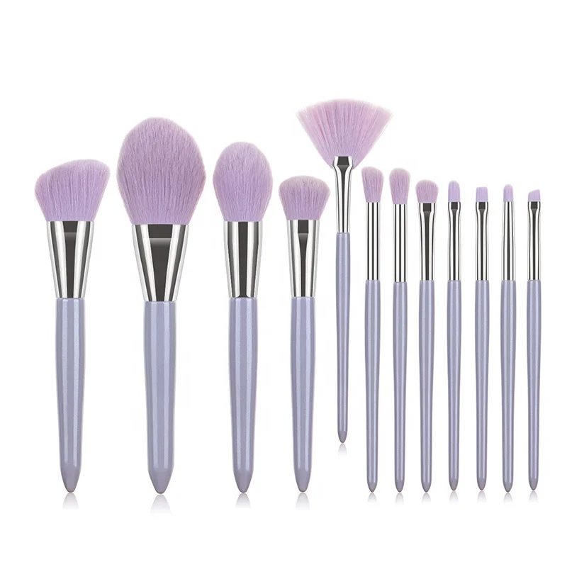 
10 Pcs Brush Sets Makeup Professional Wood Purse Handles Complete Synthetic Purple Makeup Brush Set Vegan 