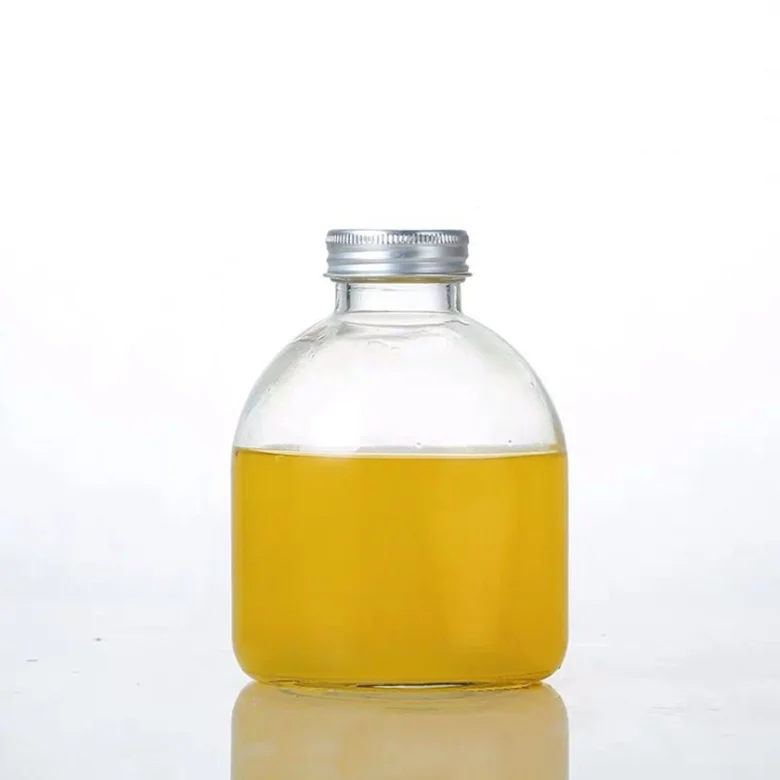 Hot sale 350ml 500ml glass beverage bottle milk tea coffee juice cup enzyme bottle with aluminum cap
