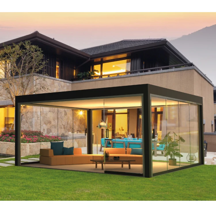 YOUYA The Manufacturer Customized Waterproof Aluminium Outdoor Pergola With Glass Door