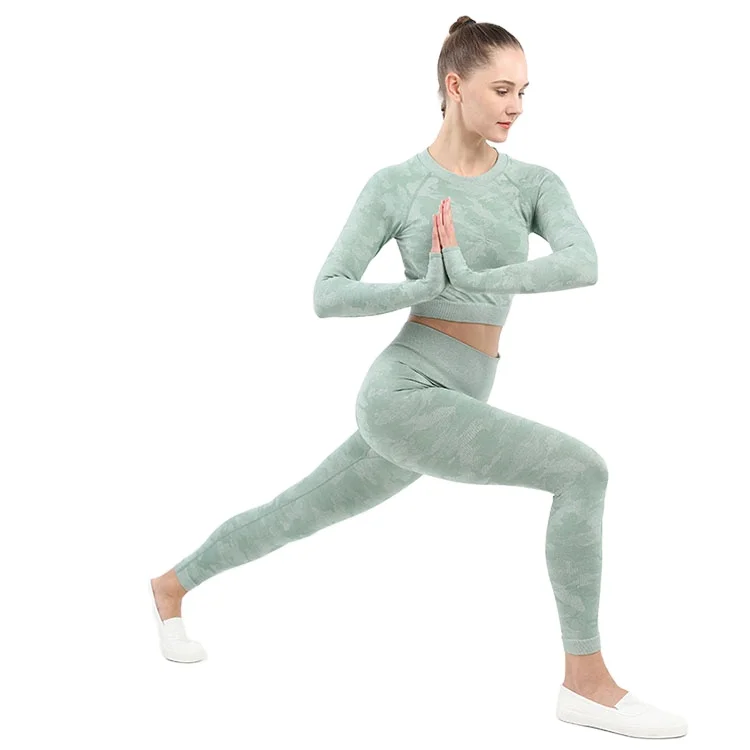 
Amazon Top Ranking Gym Workout Clothing High Waisted Camo Seamless Squat Proof Leggings 