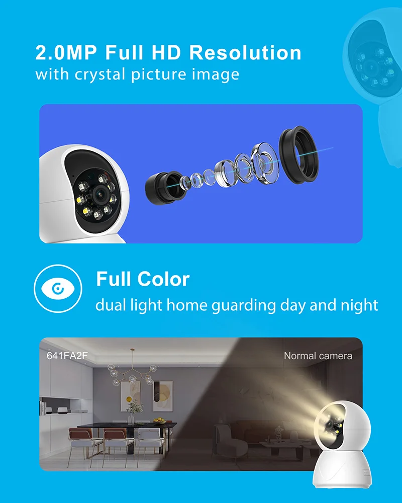 2MP home security wireless IP Baby Monitor with Two-way Talk motion detection wifi pet camera