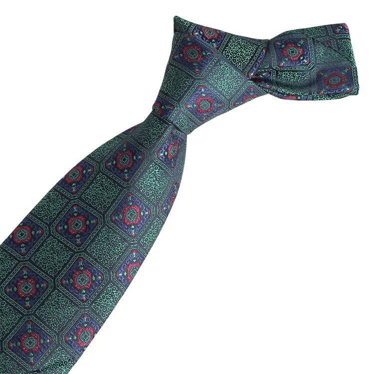 Wholesale Factory Green Color Polyester Business Ties High Quality Custom Logo Label Necktie For Mens