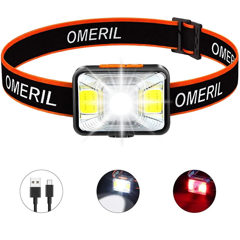 Powerful Headlamp Mini Headlight USB Rechargeable Waterproof Camping White LED Head lumen Flashlight small micro head torch