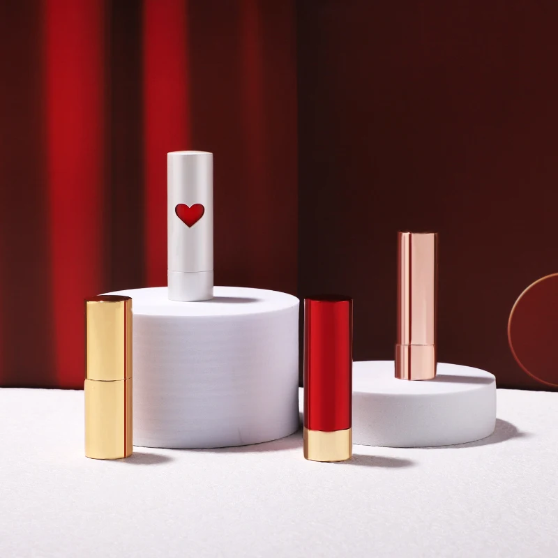 Wholesale Customized Luxury Aluminum Lipstick Tube Round Transparent Recyclable Lip Gloss With Big Brush For Lipstick Packing