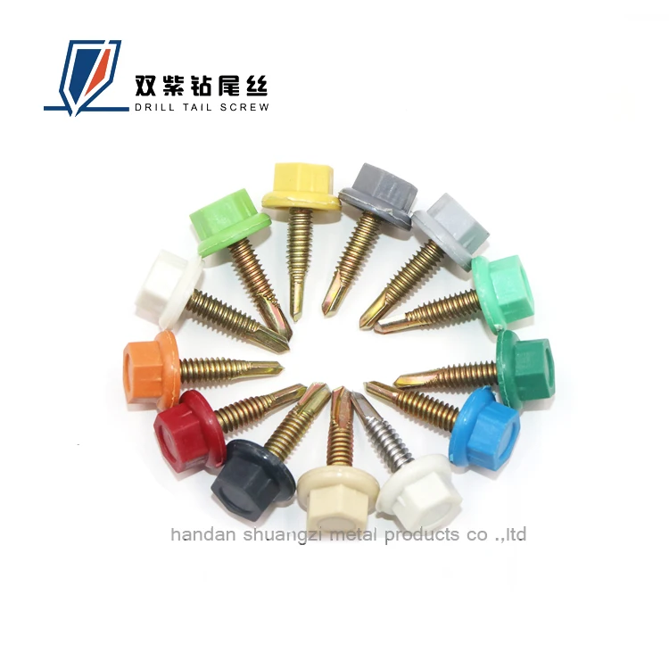 Nylon head drilling wire plastic head hexagonal drilling screw waterproof color steel tile self - tapping self - drilling nail d