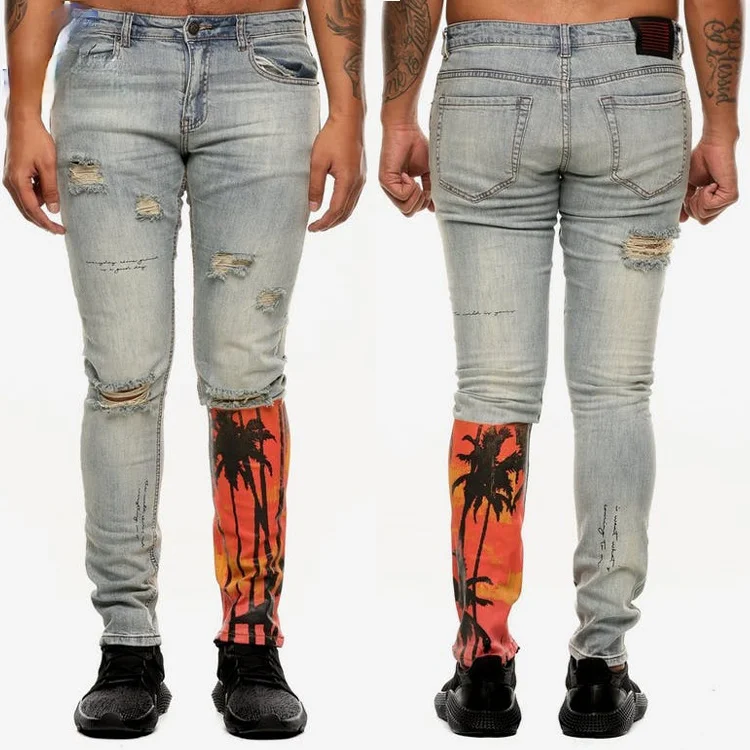 
 Коллекция 2021 года, США, скинни, 501, дизайнерские потертые лоскутные брюки с принтом на заказ, мужские джинсы  