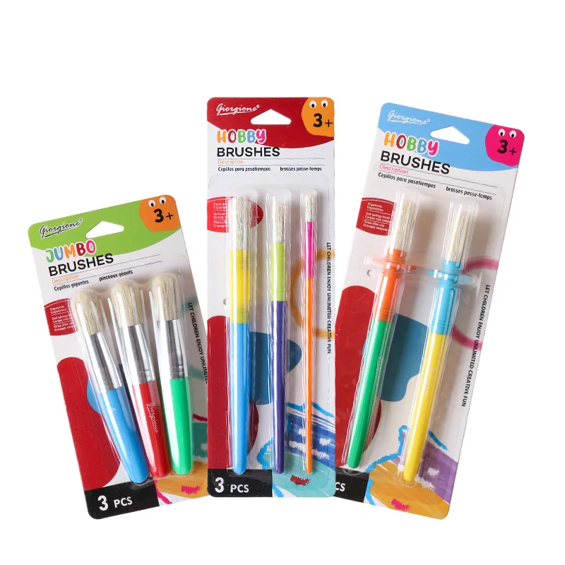 Набор кистей для раннего обучения детей с пластиковой ручкой, нейлоновые кисти для волос