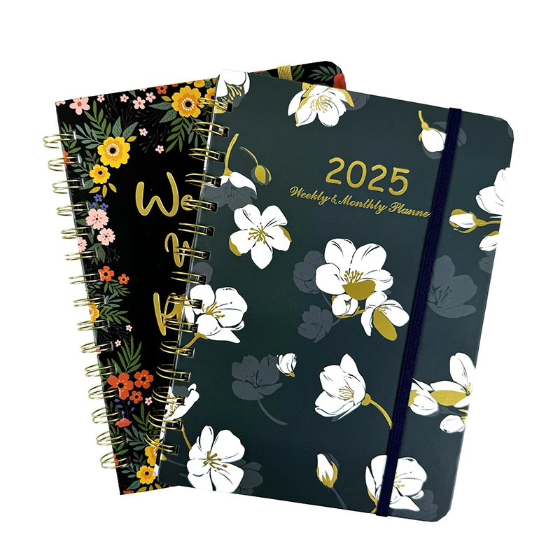 Wholesale Custom Logo A5 Planner Notebook Hardcover Spiral Business Diary Elastic Strap Pen Holder Journals Notebooks Gift