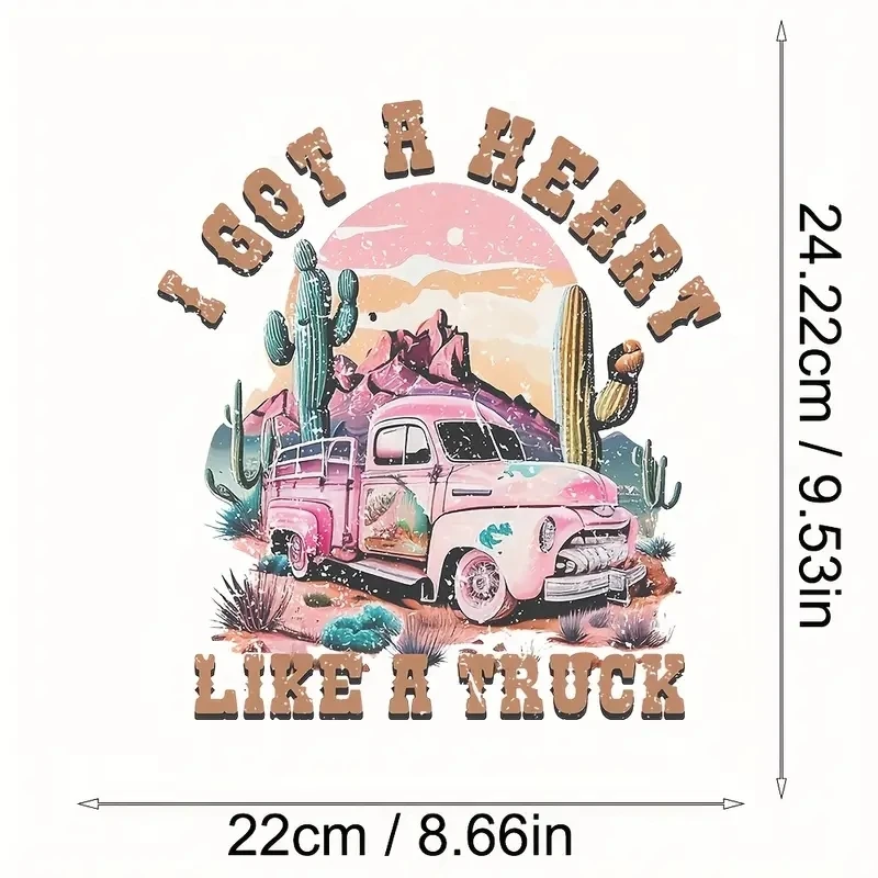 Western Cactus Car Heat Transfer Sticker Hot Print DIY Iron-on Patch Sublimation Decal Backpacks Clothing Accessory