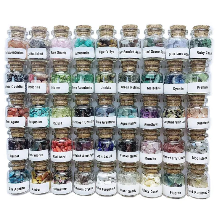 Natural Quartz Rock Crystals Gem Healing Stones Gravel Tumbled Stone in Glass Bottles