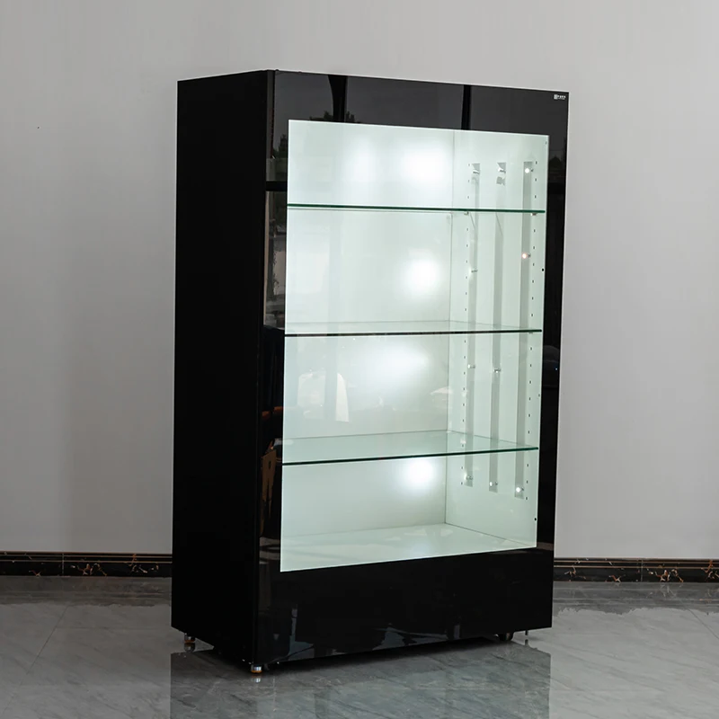 Panel Door Full Vision Display Case Sleek Display Cabinet Valuable Stone Showcase For Mineral