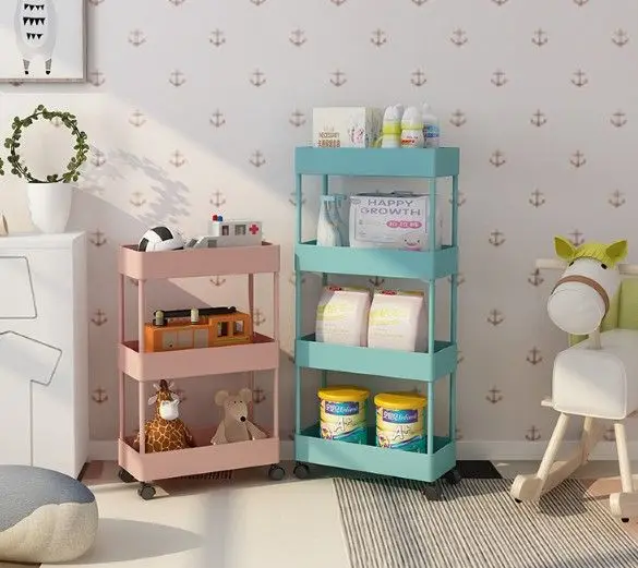 IYANEN 3 Tiers Rolling Utility Cart Home kitchen Mobile Storage hand Trolley 3 tier Square basket platform Cart