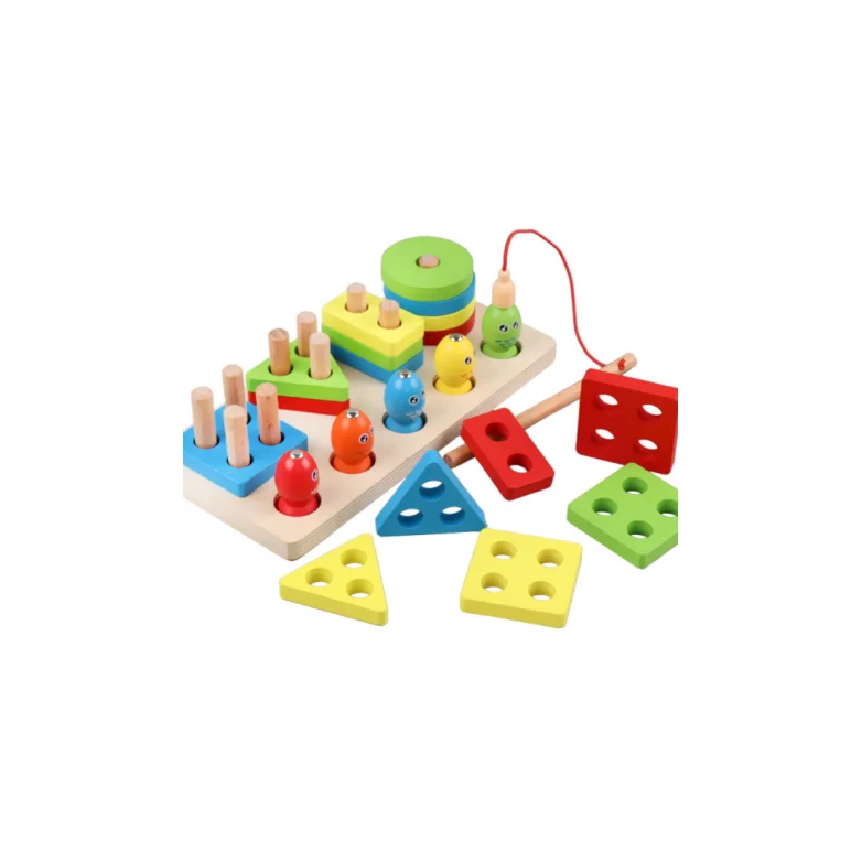 Summer children baby toys wooden stacking rings geometric matching toys