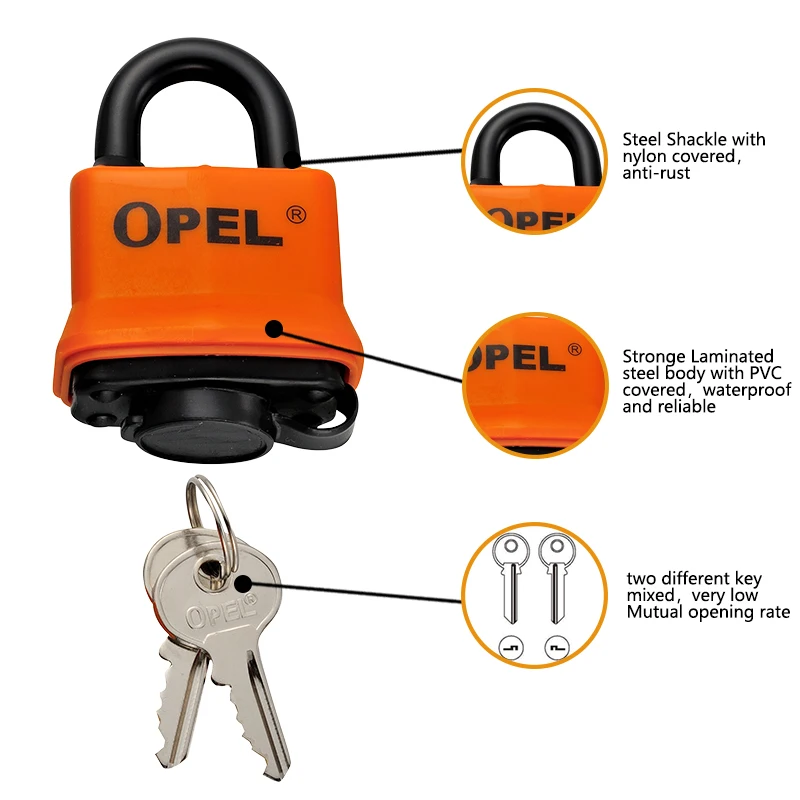 Professional curved plastic waterproof cover padlock travel lock safety door locking devices made in China