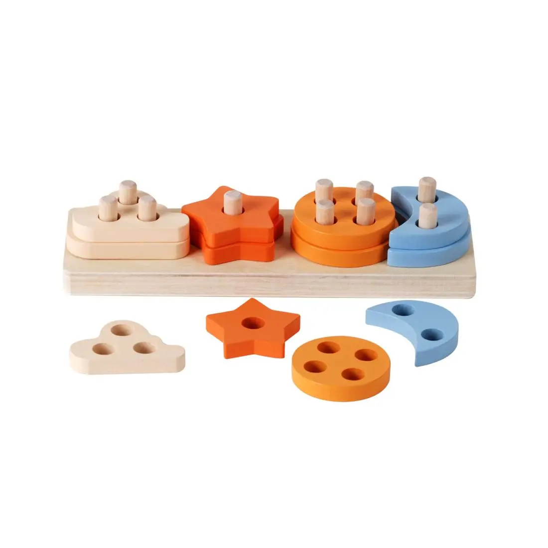 Wooden Stacking Sorting Toys for Baby and Toddlers Geometric Stacking Building Blocks Toys