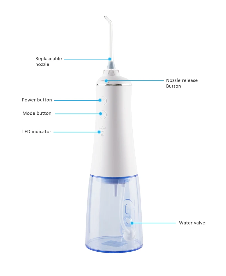 Professional 350Ml  Portable USB Rechargeable Water Flosser Cordless OEM Design Electronic Dental Irrigator