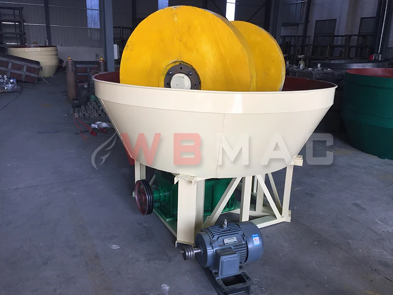 Hot Selling Africa Zimbabwe  Double Wheels Gold Grinding Machine 1200 model Gold Wet Pan Mill