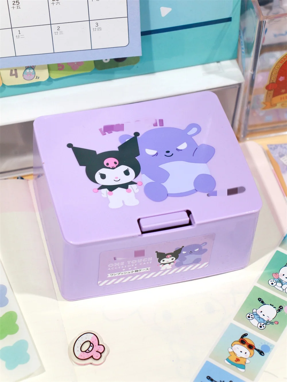 Botu Hot kawaii Case Girl kitty anime kitty melody Desktop Cotton Swab Cotton Pad Stationery Organizer Makeup Storage Box