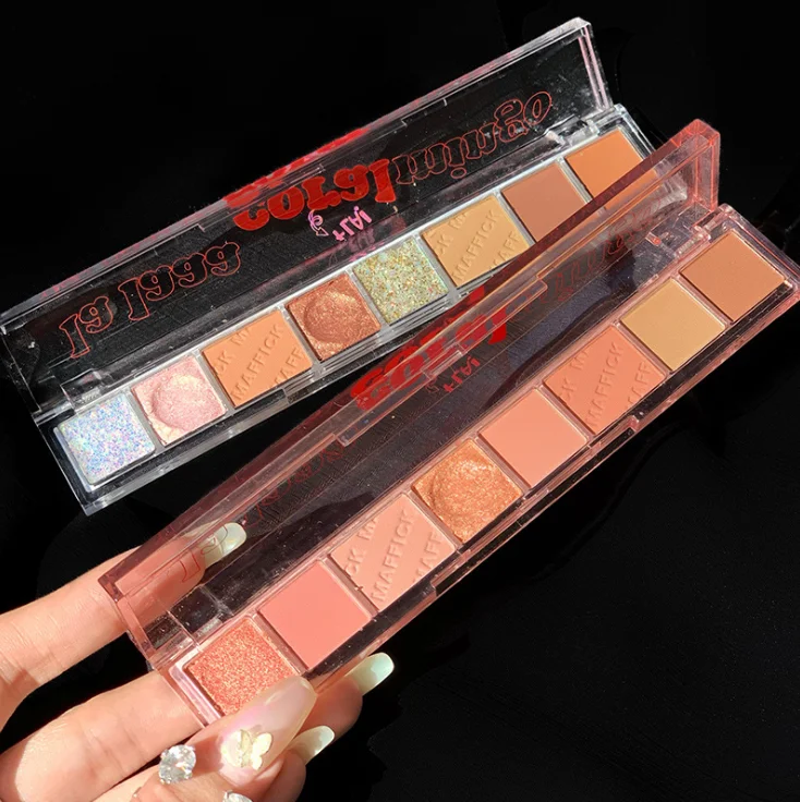 MAFFICK 8 Color High Pigment Sequins Pearly Luster Eye Shadow Palette Clear Case Chrome Rainbow Eyeshadow Pallette OEM low MOQ