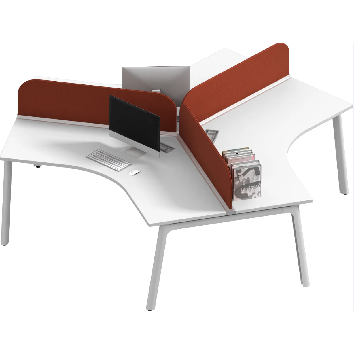 
open system leg system modern 3 Person Office Workstations 120 Degree Design cubical engineer using staff desk 