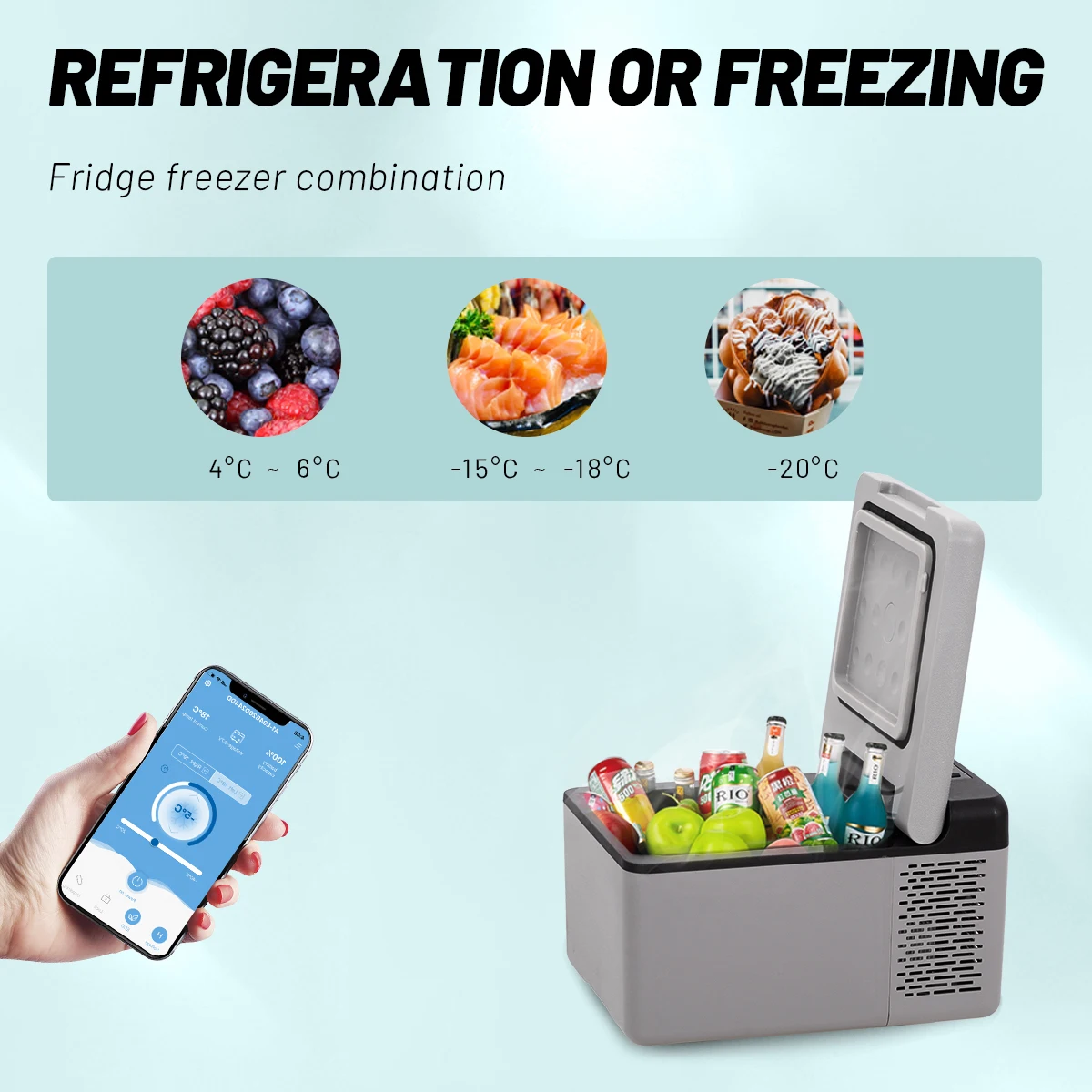 Alpicool C9 AC DC Compressor Small Fridge 9L Mini Fridge Freezer Car Refrigerator Portable Camping Cooler Box for Wholesale