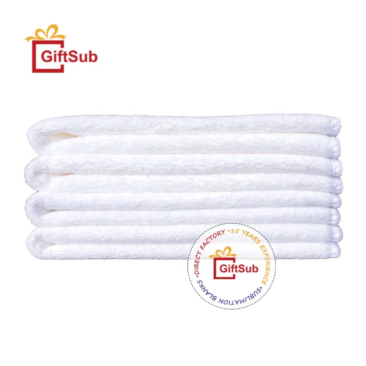 Wholesale Sublimation Blank Square Towels Custom Print 100% Polyester Microfiber Tea Towels With Hang Loop