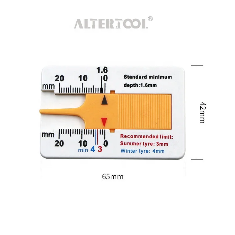 Hot selling Plastic Tire Pattern Ruler 0-20mm Rubber Tire Vernier Depth Caliper Tire Pattern Depth Ruler Portable Measuring Tool
