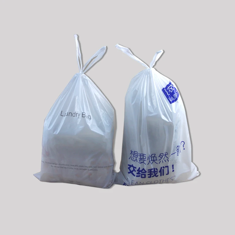 Wholesale Disposable polyethylene Laundry Bag for Hotel Rooms with Drawstring