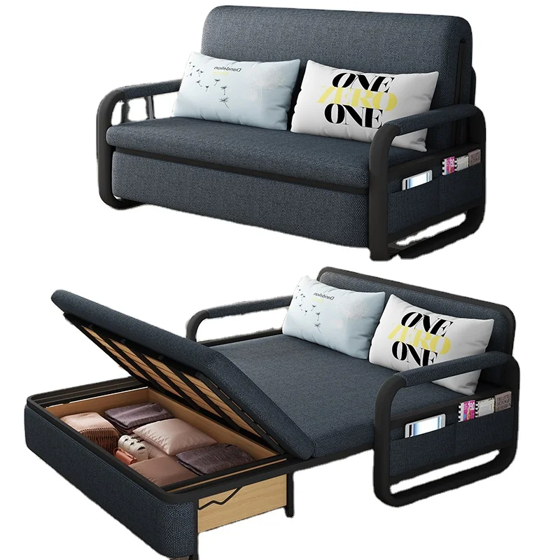 Apartment sofa bed 1.2m multifunctional folding sofa bed with storage function fabric removable and washable