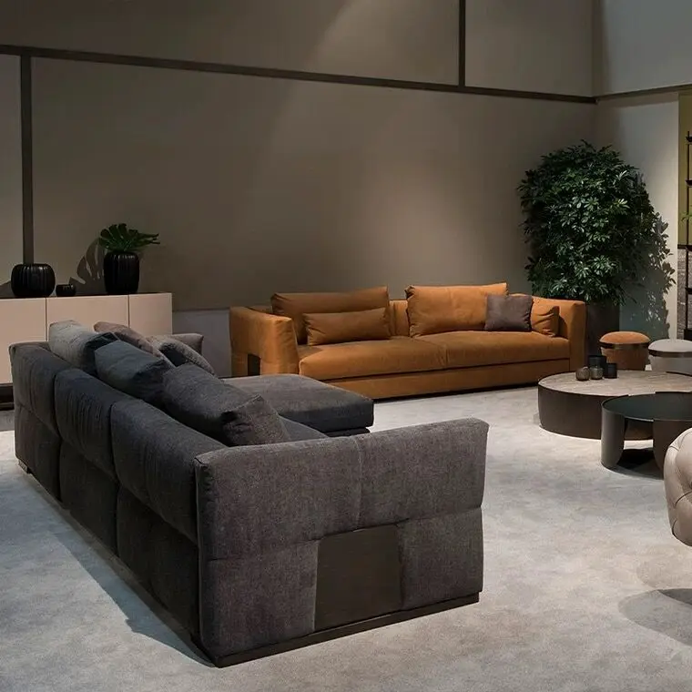 Italy Luxury Cotton And Linen Living Room Sofa Metal Foot Design Modern Sofa